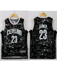 Cavaliers #23 LeBron James Black City Light Stitched NBA Jersey