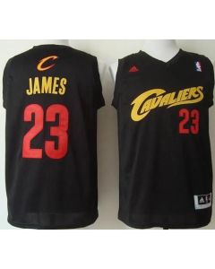 Cavaliers #23 LeBron James Black(Red No.) Fashion Stitched NBA Jersey