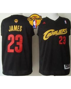 Cavaliers #23 LeBron James Black(Red No.) Fashion The Finals Patch Stitched NBA Jersey