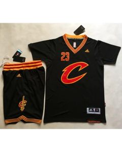 Cavaliers #23 LeBron James Black Short Sleeve "C" A Set Stitched NBA Jersey