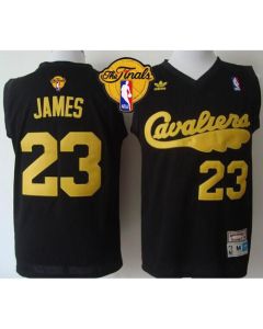 Cavaliers #23 LeBron James Black Throwback The Finals Patch Stitched NBA Jersey
