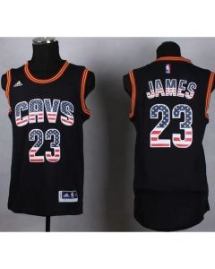 Cavaliers #23 LeBron James Black USA Flag Fashion Stitched NBA Jersey