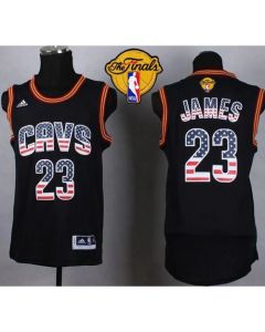 Cavaliers #23 LeBron James Black USA Flag Fashion The Finals Patch Stitched NBA Jersey