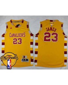 Cavaliers #23 LeBron James Gold Hardwood Classics Performance The Finals Patch Stitched Youth NBA Jersey