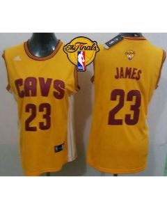 Cavaliers #23 LeBron James Gold The Finals Patch Women's Alternate Stitched NBA Jersey