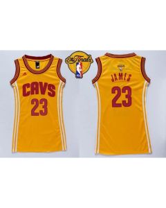Cavaliers #23 LeBron James Gold The Finals Patch Women's Dress Stitched NBA Jersey