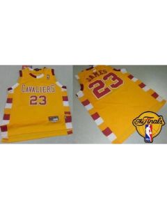 Cavaliers #23 LeBron James Gold Throwback Classic The Finals Patch Stitched NBA Jersey