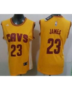 Cavaliers #23 LeBron James Gold Women's Alternate Stitched NBA Jersey