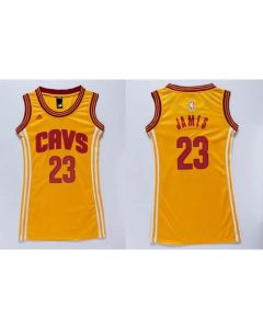 Cavaliers #23 LeBron James Gold Women's Dress Stitched NBA Jersey