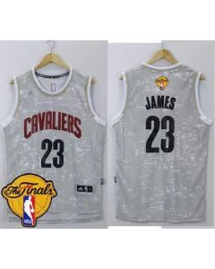 Cavaliers #23 LeBron James Grey City Light The Finals Patch Stitched NBA Jersey