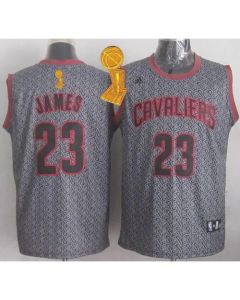 Cavaliers #23 LeBron James Grey Static Fashion The Champions Patch Stitched NBA Jersey