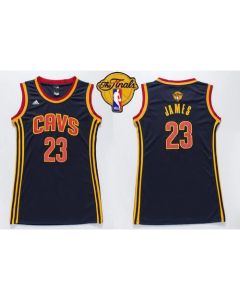 Cavaliers #23 LeBron James Navy Blue The Finals Patch Women's Dress Stitched NBA Jersey