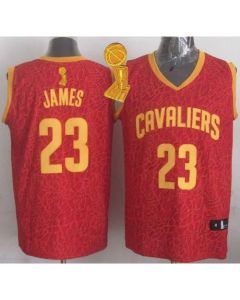 Cavaliers #23 LeBron James Red Crazy Light The Champions Patch Stitched NBA Jersey