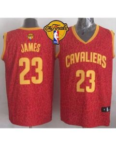 Cavaliers #23 LeBron James Red Crazy Light The Finals Patch Stitched NBA Jersey