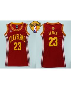 Cavaliers #23 LeBron James Red The Finals Patch Women's Dress Stitched NBA Jersey