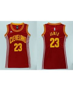 Cavaliers #23 LeBron James Red Women's Dress Stitched NBA Jersey