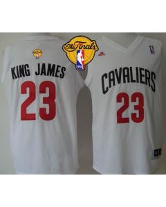 Cavaliers #23 LeBron James White "King James" The Finals Patch Stitched NBA Jersey