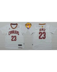 Cavaliers #23 LeBron James White Short Sleeve The Finals Patch Stitched NBA Jersey