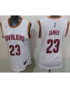 Cavaliers #23 LeBron James White Women's Home Stitched NBA Jersey