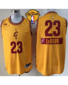 Cavaliers #23 LeBron James Yellow 2014-15 Christmas Day The Finals Patch Stitched NBA Jersey