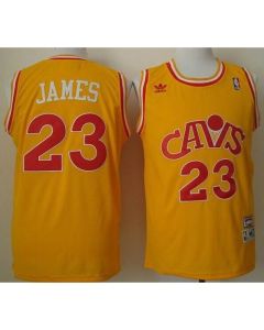 Cavaliers #23 LeBron James Yellow CAVS Throwback Stitched NBA Jersey