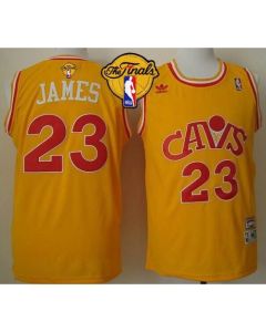 Cavaliers #23 LeBron James Yellow CAVS Throwback The Finals Patch Stitched NBA Jersey