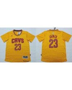 Cavaliers #23 LeBron James Yellow Short Sleeve Stitched NBA Jersey