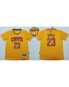 Cavaliers #23 LeBron James Yellow Short Sleeve The Finals Patch Stitched NBA Jersey
