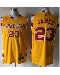 Cavaliers #23 LeBron James Yellow Throwback Short Sleeve Stitched NBA Jersey