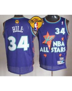 Cavaliers #34 Tyrone Hill Purple 1995 All Star Throwback The Finals Patch Stitched NBA Jersey
