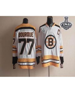 CCM Throwback Bruins Stanley Cup Finals Patch #77 Ray Bourque White Stitched NHL Jersey