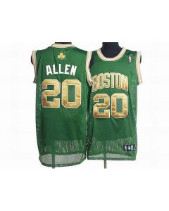 Celtics #20 Ray Allen Stitched Green Gold Number NBA Jersey