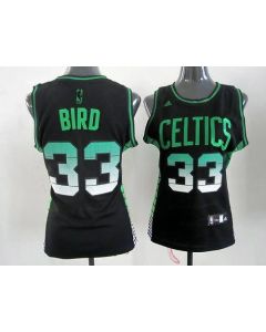 Celtics #33 Larry Bird Black Women's Vibe Stitched NBA Jersey