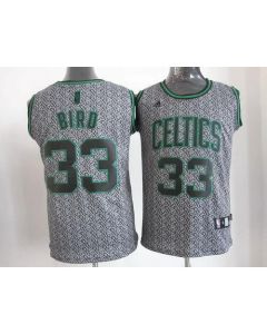 Celtics #33 Larry Bird Grey Static Fashion Embroidered NBA Jersey