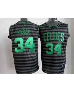 Celtics #34 Paul Pierce Black/Grey Groove Embroidered NBA Jersey