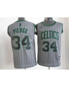 Celtics #34 Paul Pierce Grey Static Fashion Embroidered NBA Jersey