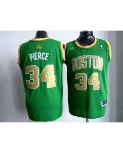 Celtics #34 Paul Pierce Stitched Green Gold Number NBA Jersey