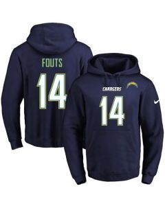 Chargers #14 Dan Fouts Navy Blue Name & Number Pullover NFL Hoodie