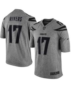Chargers #17 Philip Rivers Gray Men's Stitched NFL Limited Gridiron Gray Jersey