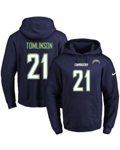 Chargers #21 LaDainian Tomlinson Navy Blue Name & Number Pullover NFL Hoodie