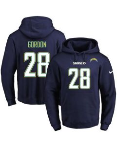 Chargers #28 Melvin Gordon Navy Blue Name & Number Pullover NFL Hoodie