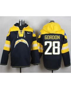 Chargers #28 Melvin Gordon Navy Blue Player Pullover NFL Hoodie