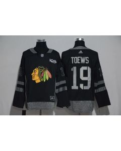Chicago Blackhawks #19 Jonathan Toews Black Men's 1917-2017 100th Anniversary Stitched NHL Jersey