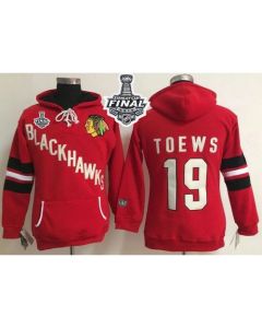 Chicago Blackhawks #19 Jonathan Toews Red Women's Old Time Heidi 2015 Stanley Cup NHL Hoodie