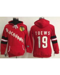 Chicago Blackhawks #19 Jonathan Toews Red Women's Old Time Heidi NHL Hoodie