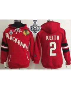 Chicago Blackhawks #2 Duncan Keith Red Women's Old Time Heidi 2015 Stanley Cup NHL Hoodie