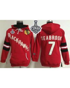 Chicago Blackhawks #7 Brent Seabrook Red Women's Old Time Heidi 2015 Stanley Cup NHL Hoodie
