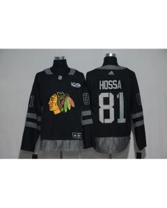 Chicago Blackhawks #81 Marian Hossa Black Men's 1917-2017 100th Anniversary Stitched NHL Jersey