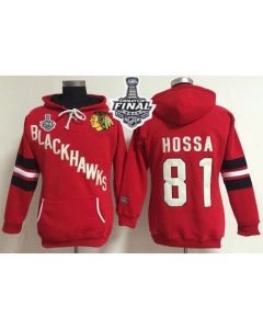 Chicago Blackhawks #81 Marian Hossa Red Women's Old Time Heidi 2015 Stanley Cup NHL Hoodie