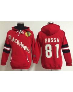 Chicago Blackhawks #81 Marian Hossa Red Women's Old Time Heidi NHL Hoodie
